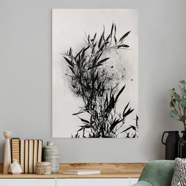 Leinwandbild - Grafische Pflanzenwelt - Schwarzer Bambus - Hochformat 3:2