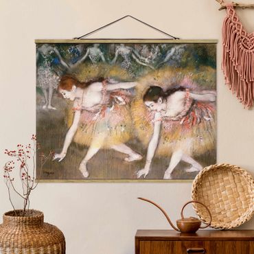Stoffbild mit Posterleisten - Edgar Degas - Verbeugende Ballerinen - Querformat 4:3