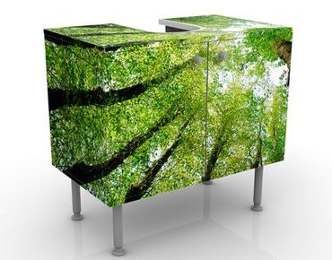 Waschbeckenunterschrank - Bäume des Lebens - Badschrank Grün