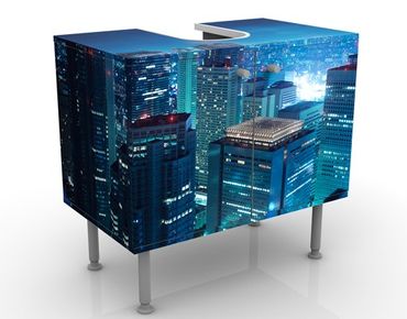 Waschbeckenunterschrank - Die Atmosphäre Tokios - Badschrank Blau