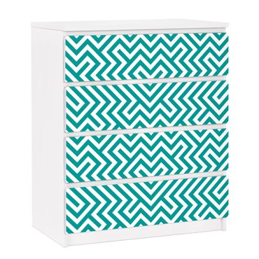 Möbelfolie für IKEA Malm Kommode - selbstklebende Folie Geometrisches Design Mint