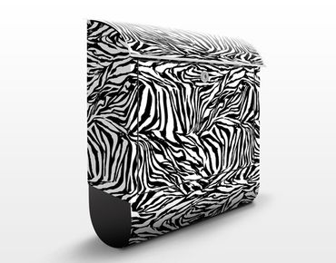 Briefkasten mit Zeitungsfach - Zebra Design - Streifenmuster Schwarz-Weiß