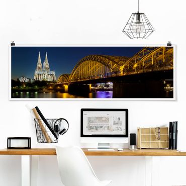 Poster - Köln bei Nacht - Panorama Querformat