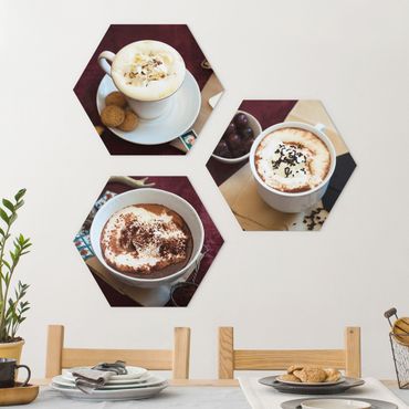 Hexagon Bild Forex 3-teilig - Heiße Schokolade mit Sahne