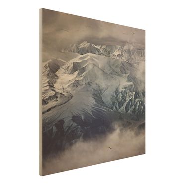 Holzbild - Berge von Tibet - Quadrat 1:1