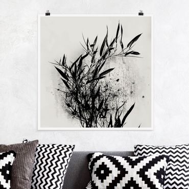 Poster - Grafische Pflanzenwelt - Schwarzer Bambus - Quadrat 1:1