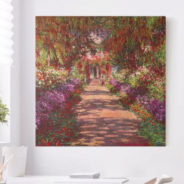 Leinwandbild - Claude Monet - Weg in Monets Garten in Giverny - Quadrat 1:1