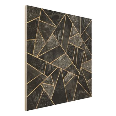 Holzbild - Graue Dreiecke Gold - Quadrat 1:1