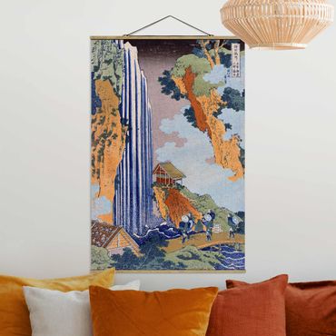 Stoffbild mit Posterleisten - Katsushika Hokusai - Ono Wasserfall - Hochformat 2:3