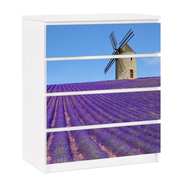 Möbelfolie für IKEA Malm Kommode - selbstklebende Folie Lavendelduft in der Provence