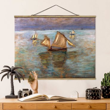 Stoffbild mit Posterleisten - Claude Monet - Fischerboote - Querformat 4:3