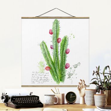 Stoffbild mit Posterleisten - Kaktus mit Bibelvers II - Quadrat 1:1