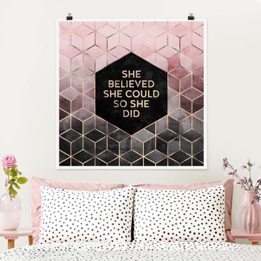 Poster - She Believed She Could Rosé Gold - Quadrat 1:1