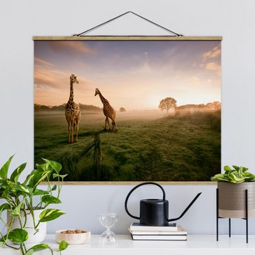 Stoffbild mit Posterleisten - Surreal Giraffes - Querformat 4:3