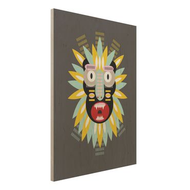Holzbild - Collage Ethno Maske - King Kong - Hochformat 4:3