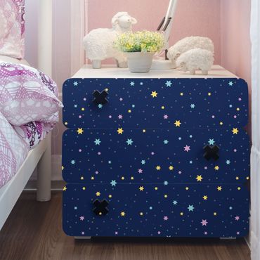Möbelfolie Kinderzimmer - Nachthimmel Kindermuster mit bunten Sternen