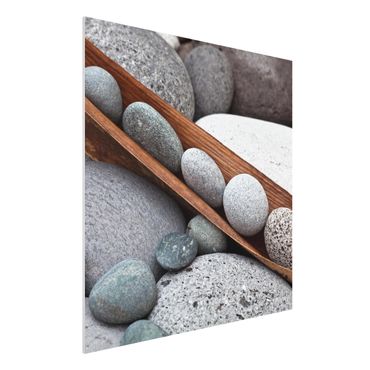 Forex Fine Art Print - Stillleben mit grauen Steinen - Quadrat 1:1