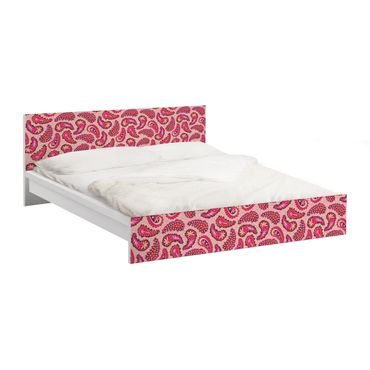 Möbelfolie für IKEA Malm Bett niedrig 140x200cm - Klebefolie Fröhliches Paisley Design