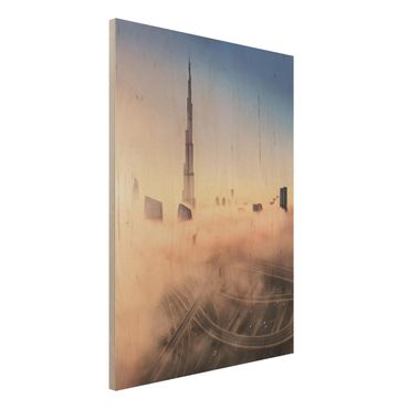 Holzbild - Himmlische Skyline von Dubai - Hochformat 4:3