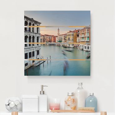 Holzbild - Canale Grande Blick von der Rialtobrücke Venedig - Quadrat 1:1