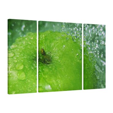 Leinwandbild 3-teilig - Green Apple - Triptychon