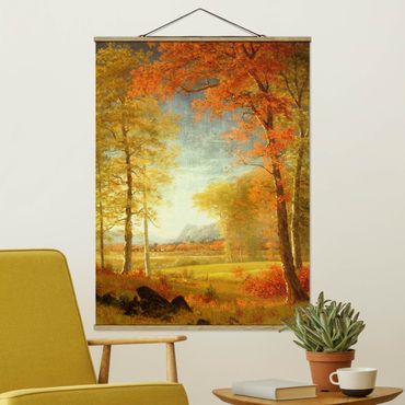 Stoffbild mit Posterleisten - Albert Bierstadt - Herbst in Oneida County, New York - Hochformat 3:4