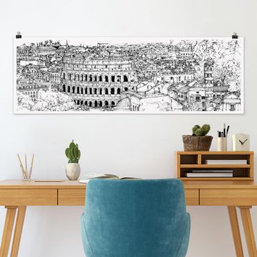 Poster - Stadtstudie - Rom - Panorama Querformat