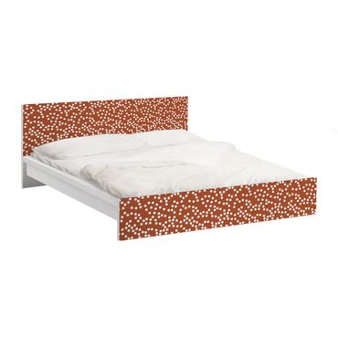 Möbelfolie für IKEA Malm Bett niedrig 140x200cm - Klebefolie Aborigine Punktmuster Braun