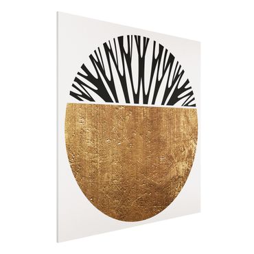 Forex Fine Art Print - Abstrakte Formen - Goldener Kreis - Quadrat 1:1