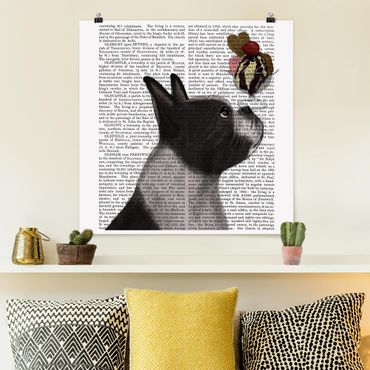 Poster - Tierlektüre - Terrier mit Eis - Quadrat 1:1
