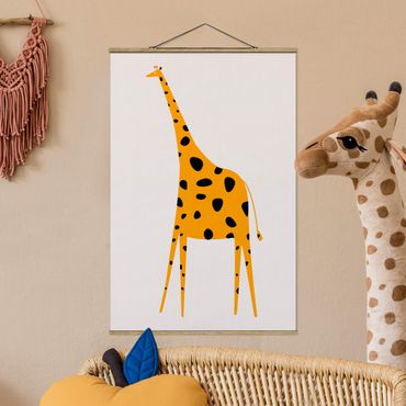 Stoffbild mit Posterleisten - Gelbe Giraffe - Hochformat 2:3