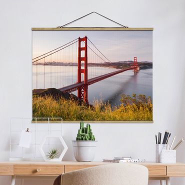 Stoffbild mit Posterleisten - Golden Gate Bridge in San Francisco - Querformat 4:3