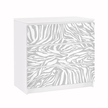 Möbelfolie für IKEA Malm Kommode - Klebefolie Zebra Design Hellgrau