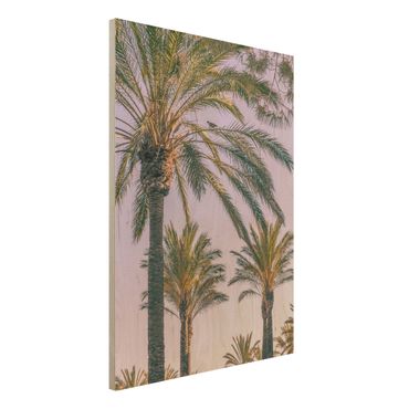 Holzbild - Palmen im Sonnenuntergang - Hochformat 4:3