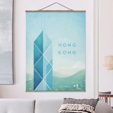 Stoffbild mit Posterleisten - Reiseposter - Hong Kong - Hochformat 3:4