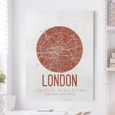 Leinwandbild - Stadtplan London - Retro - Hochformat 4:3