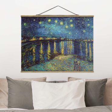 Stoffbild mit Posterleisten - Vincent van Gogh - Sternennacht über der Rhône - Querformat 4:3