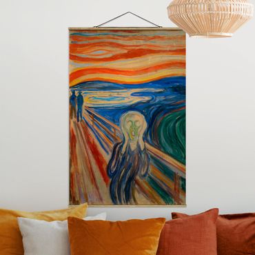 Stoffbild mit Posterleisten - Edvard Munch - Der Schrei - Hochformat 2:3