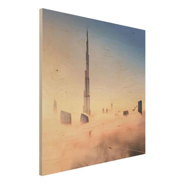 Holzbild - Himmlische Skyline von Dubai - Quadrat 1:1