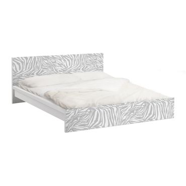 Möbelfolie für IKEA Malm Bett niedrig 140x200cm - Klebefolie Zebra Design Hellgrau