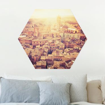 Hexagon Bild Alu-Dibond - Fiery Siena