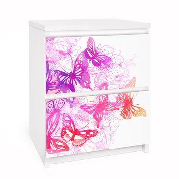 Möbelfolie für IKEA Malm Kommode - Selbstklebefolie Schmetterlingstraum