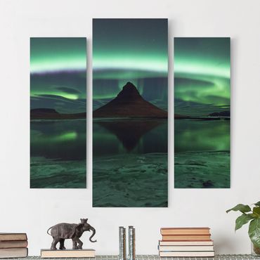 Leinwandbild 3-teilig - Polarlicht in Island - Galerie Triptychon