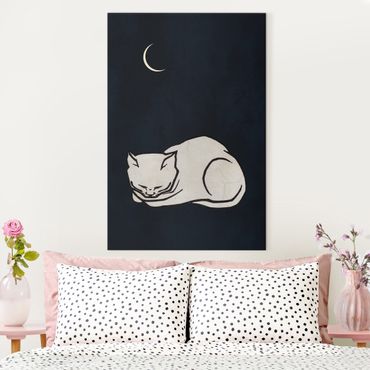 Leinwandbild - Schlafende Katze Illustration - Hochformat 3:2