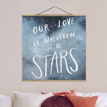 Stoffbild mit Posterleisten - Himmlische Liebe - Sterne - Quadrat 1:1