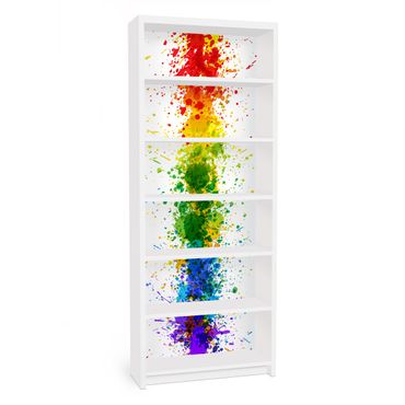 Möbelfolie für IKEA Billy Regal - Klebefolie Rainbow Splatter