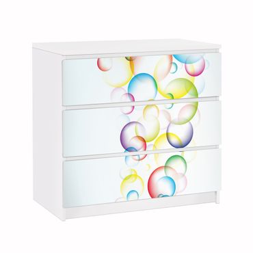 Möbelfolie für IKEA Malm Kommode - Klebefolie Rainbow Bubbles