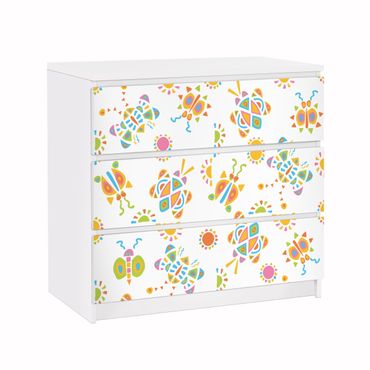 Möbelfolie für IKEA Malm Kommode - Klebefolie Schmetterling Illustrationen