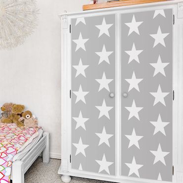 Möbelfolie Kinderzimmer - Weiße Sterne auf Grau