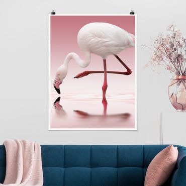 Poster - Flamingo Dance - Hochformat 3:4